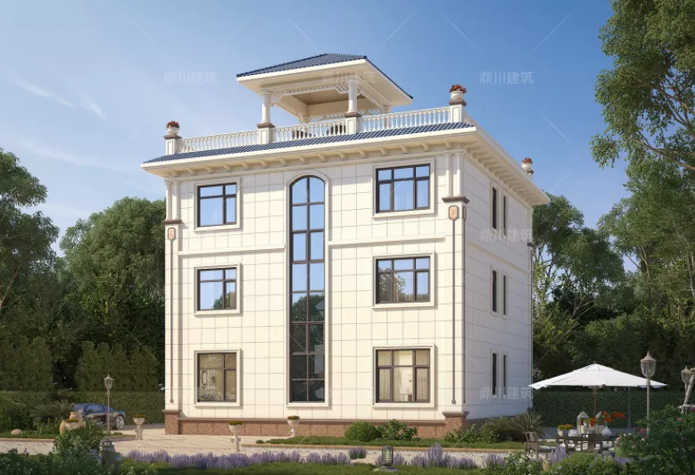 3款平屋顶农村别墅,有阳光房,带凉亭,施工简单