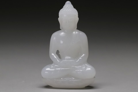 和田玉籽料|舊藏和田玉籽料“一级白 释迦牟尼佛”一对