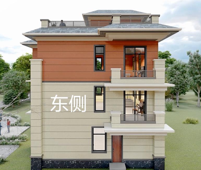 简约派三层自建房设计,8房带露台,宅基地130平内的兄弟看过来