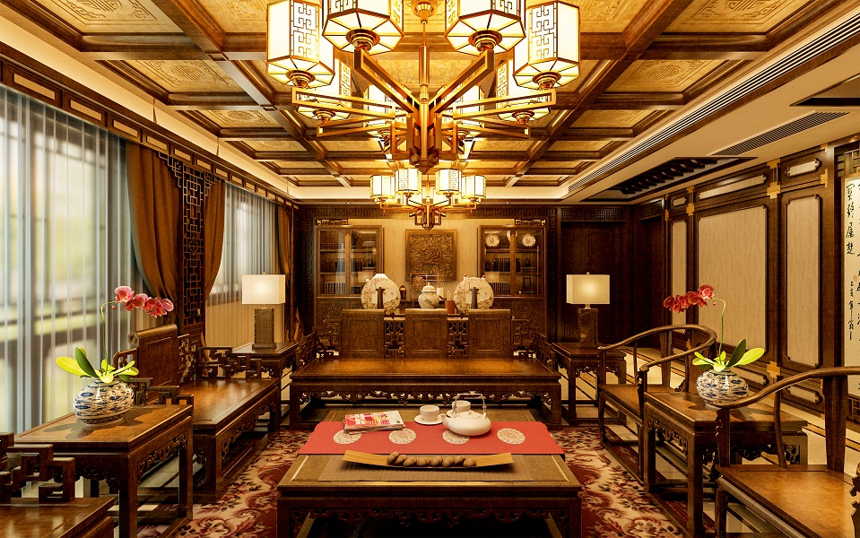 中式设计｜350㎡ 别墅装修 打造中式风格的韵律之美