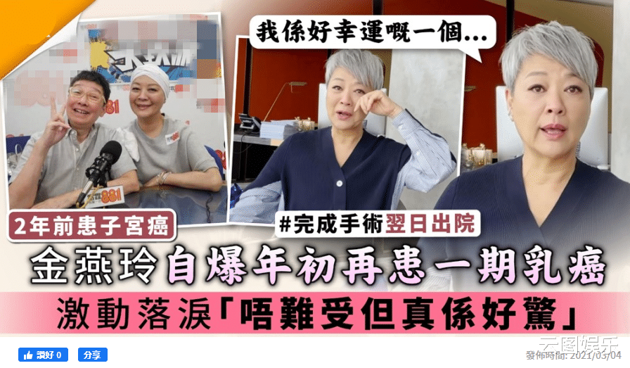 金燕玲|66岁老戏骨含泪宣布再度患癌！目前是第一期，已入院动手术
