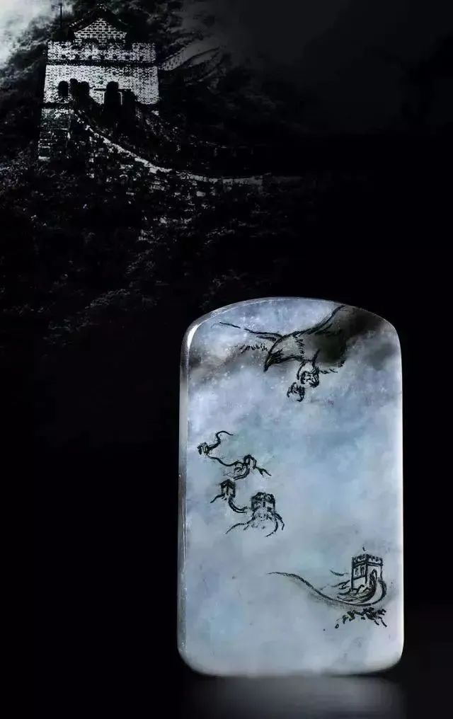 翡翠|难得一遇的“黑白”翡翠，仅需寥寥几笔，尽显一番国画之风采