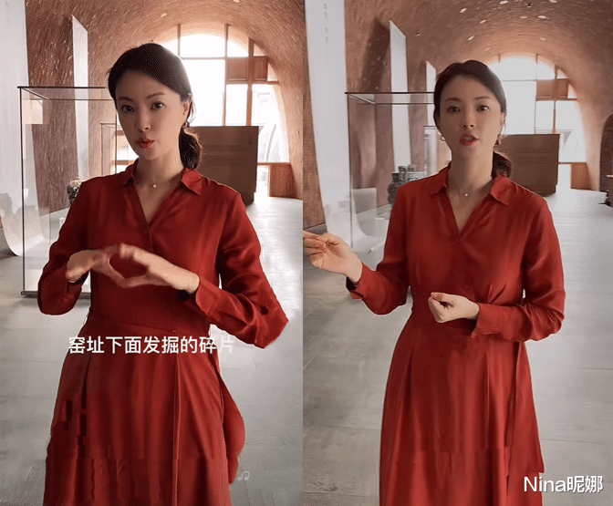 鞠婧祎|央视主持刘芳菲打卡博物馆，穿铁锈红做老本行讲解功底厚，谈吐清晰气色好