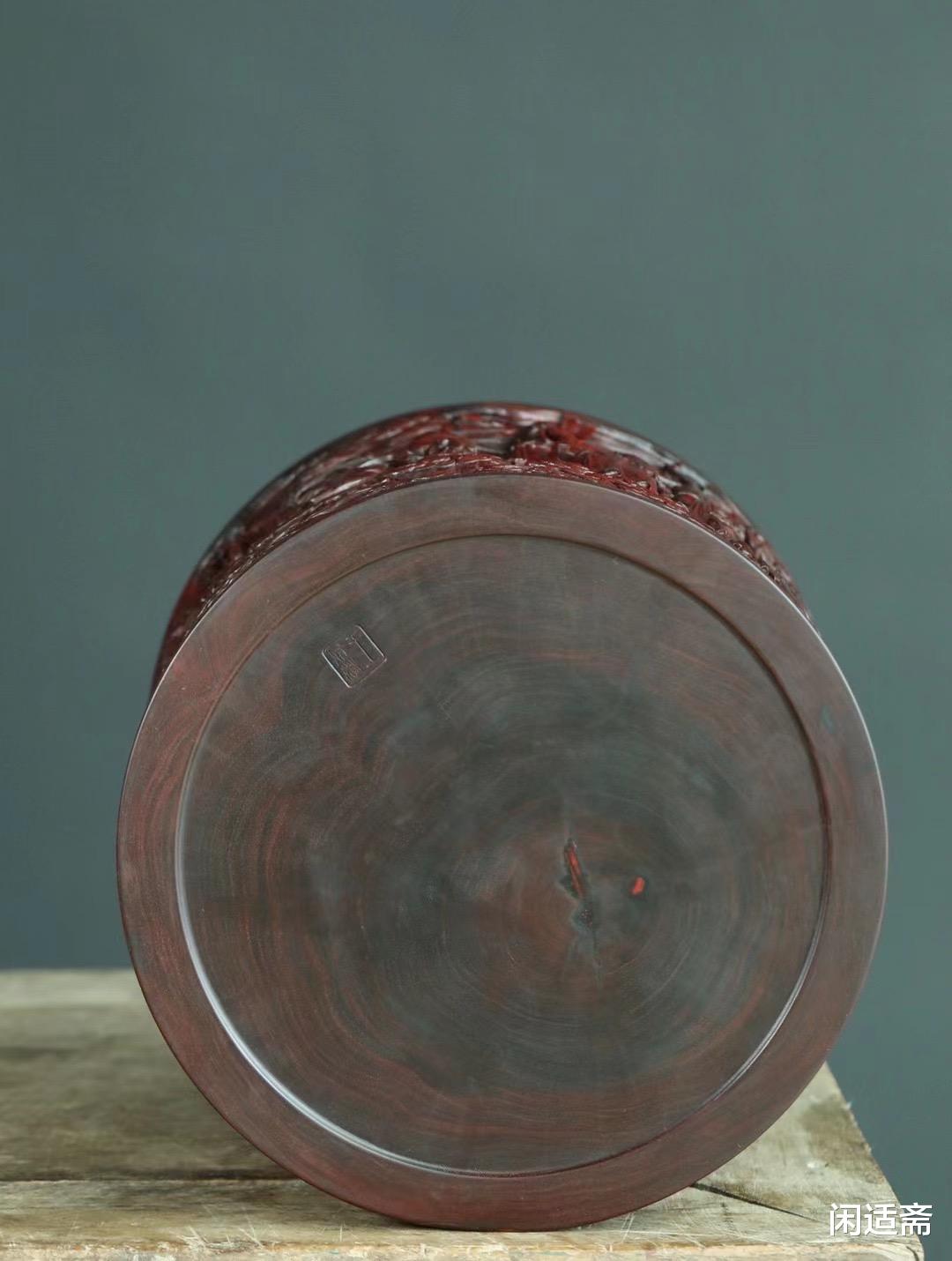 笔筒|文房珍品，名家王雅清手工复刻，小叶紫檀十八罗汉大笔筒