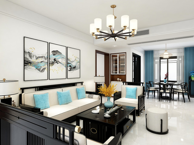 |135平中式四居室，续又错落有致，新潮又有韵味，恰到好处