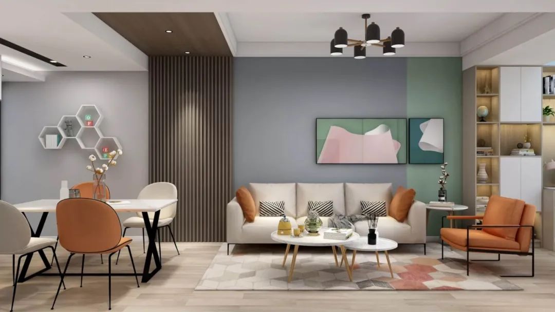 爱空间|淡绿做点缀，68m2黑白灰两房，他打通格局后素雅格调都有了