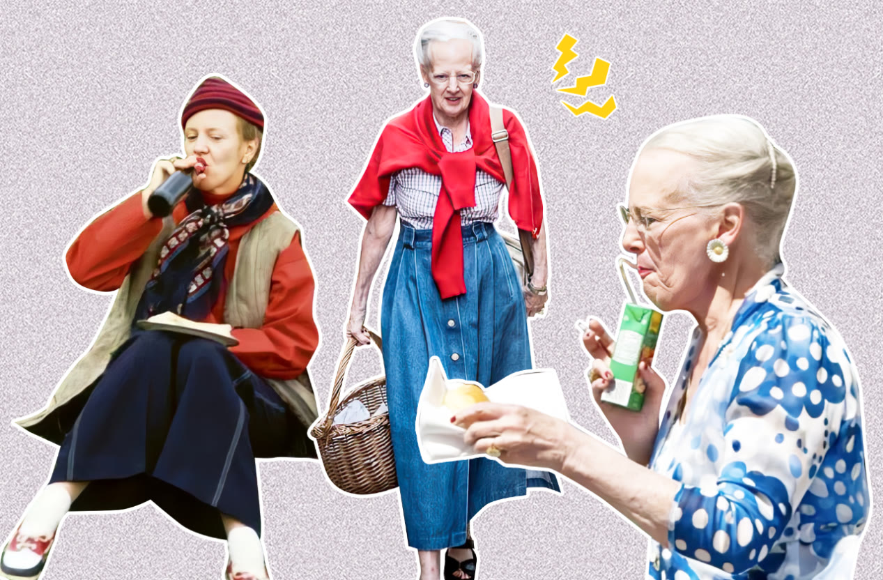 时尚圈的奇葩大喵 81岁丹麦女王太张扬!蕾丝雕花配珠绣,碎花桌布也硬是改造成衣服