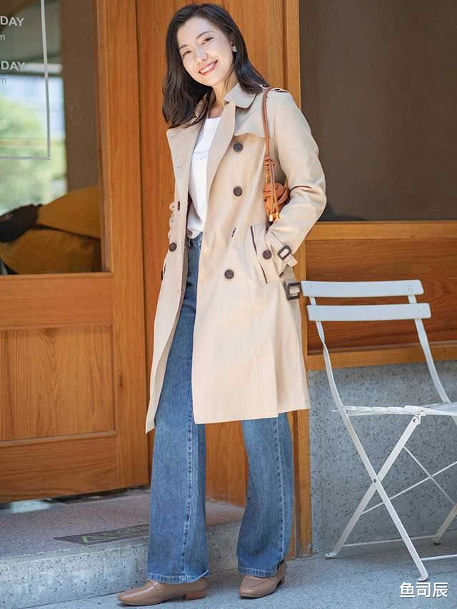 鱼司辰|一看就是高级穿搭，上班通勤的穿搭，风衣搭配牛仔裤气质感满分
