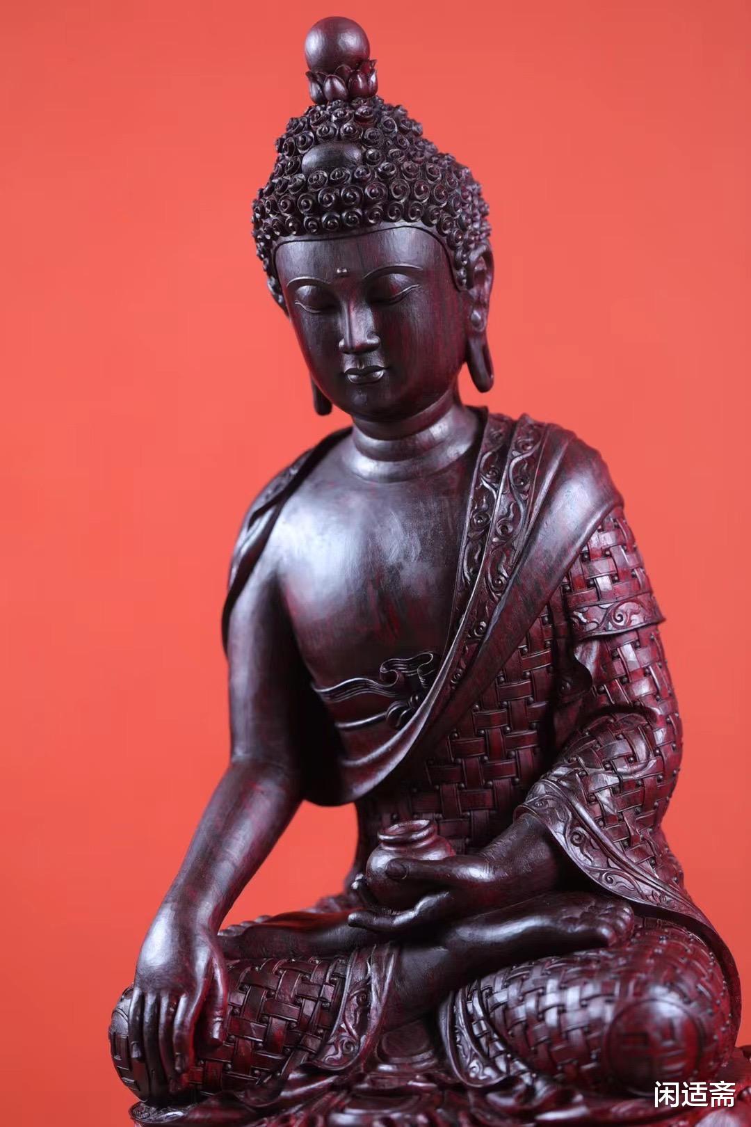 雕刻|紫檀木，名家清刀雕刻作品，药师佛造像