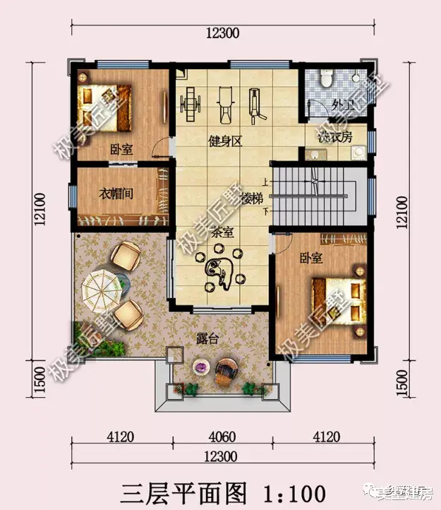 农村12米面宽,想修建一套简约时尚的自建别墅,这款图纸就不错