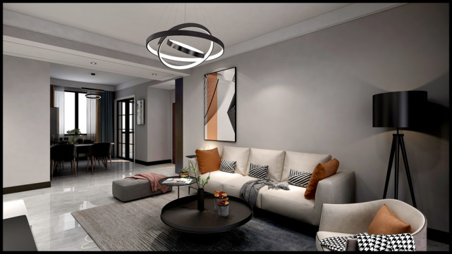 山东省|128平黑白灰现代三居室,硬朗成熟,也不失优雅情调