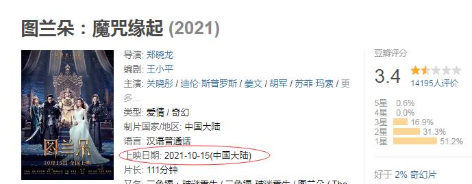 影帝|《图兰朵》豆瓣评分3.4，姜影帝也拯救不了票房