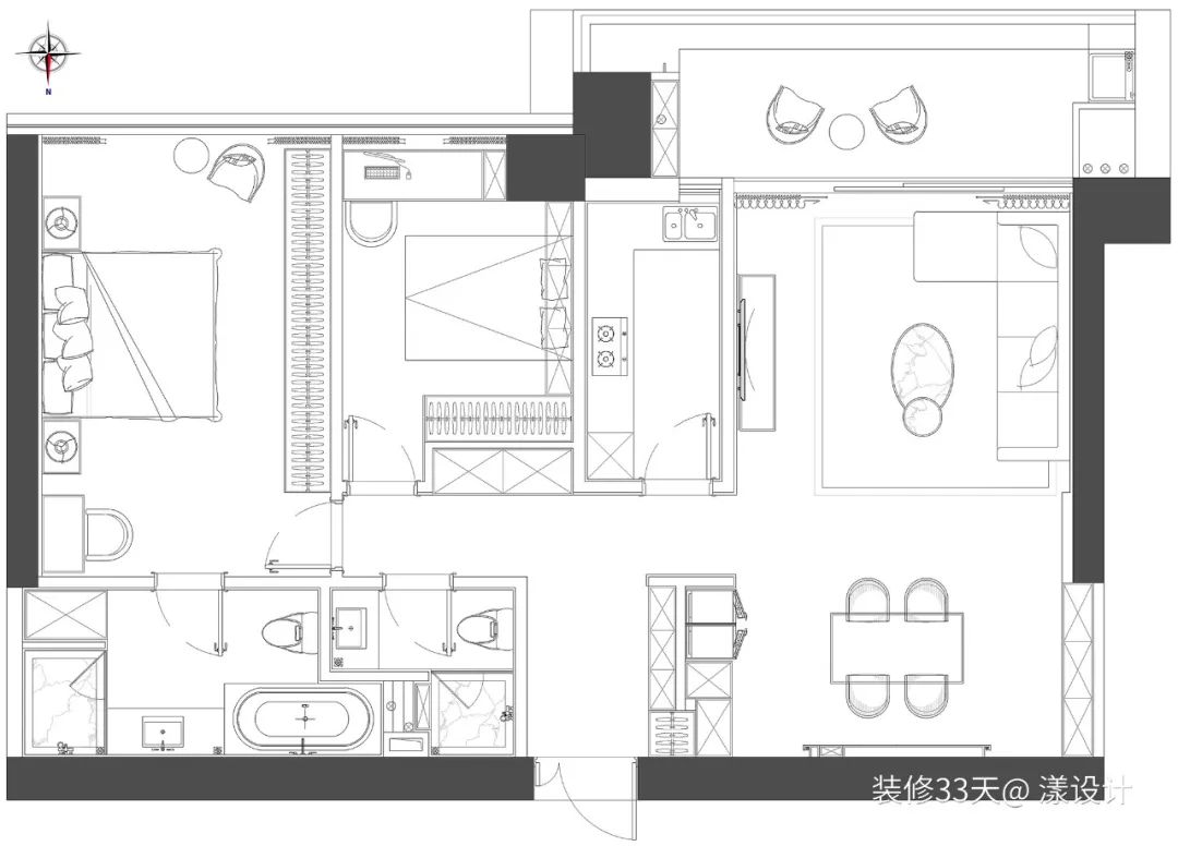 装修设计：125平现代简约高级质感两居