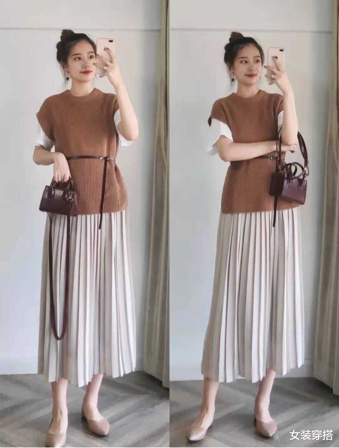 女装穿搭|百褶长裙搭配什么上衣和鞋子