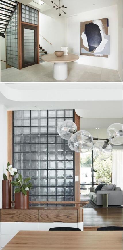 蛮聪明的，楼梯口不砌墙用玻璃砖围一圈，通透高级随手一拍太美了