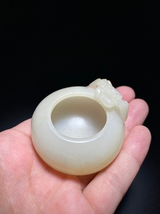 和田玉籽料|清 和田玉籽料 白玉 河蟹洗 螃蟹 水呈 笔洗