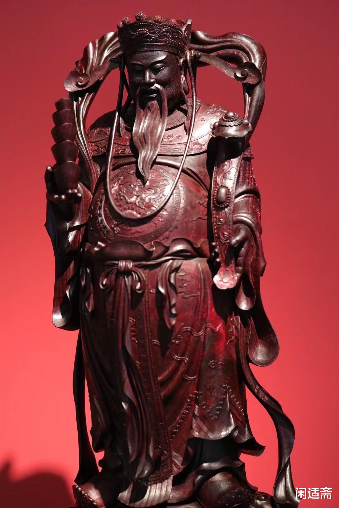 小叶紫檀|财神仙官，小叶紫檀，名家清刀雕刻，木雕摆件