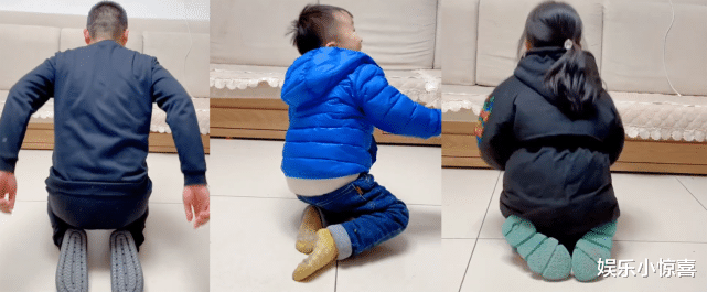 |田静晒爷仨挑战18岁视频，郭威被赞灵活的胖子，完美继承父母基因