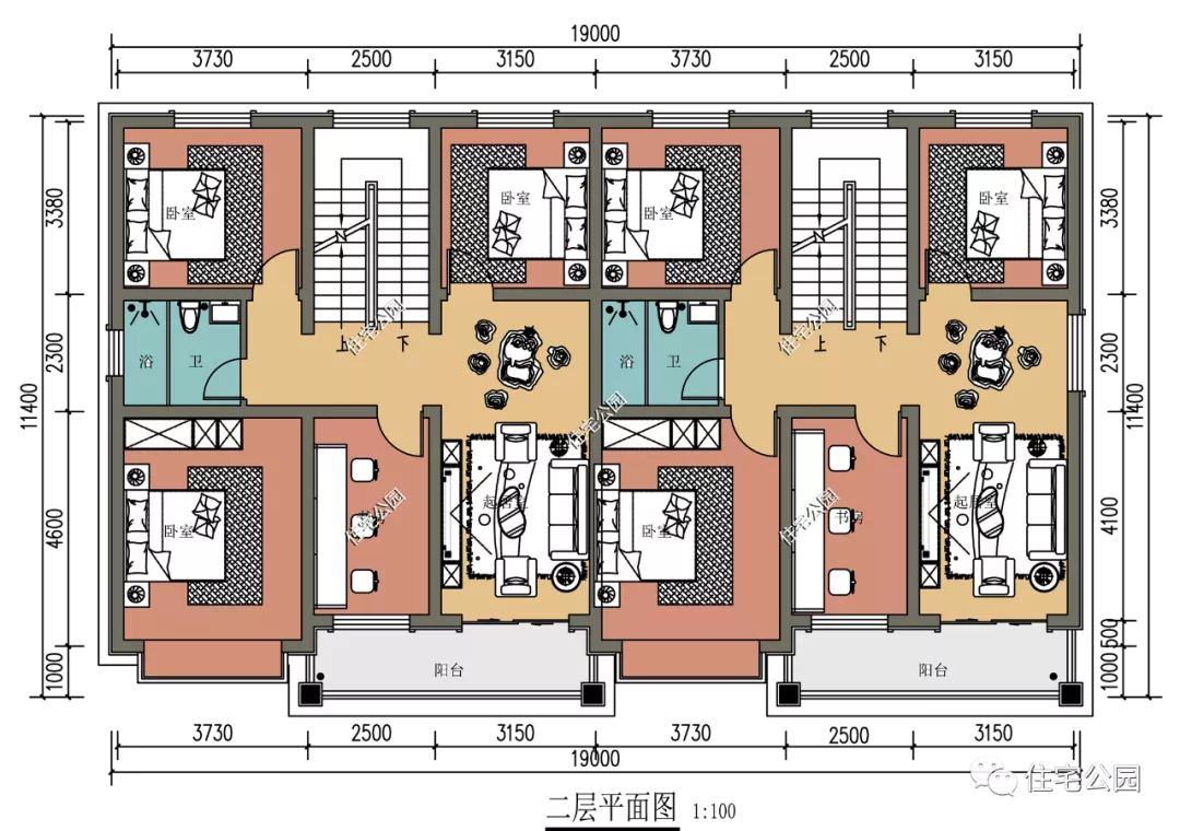 2款农村双拼户型,简单实用造价低,兄弟建房准没错