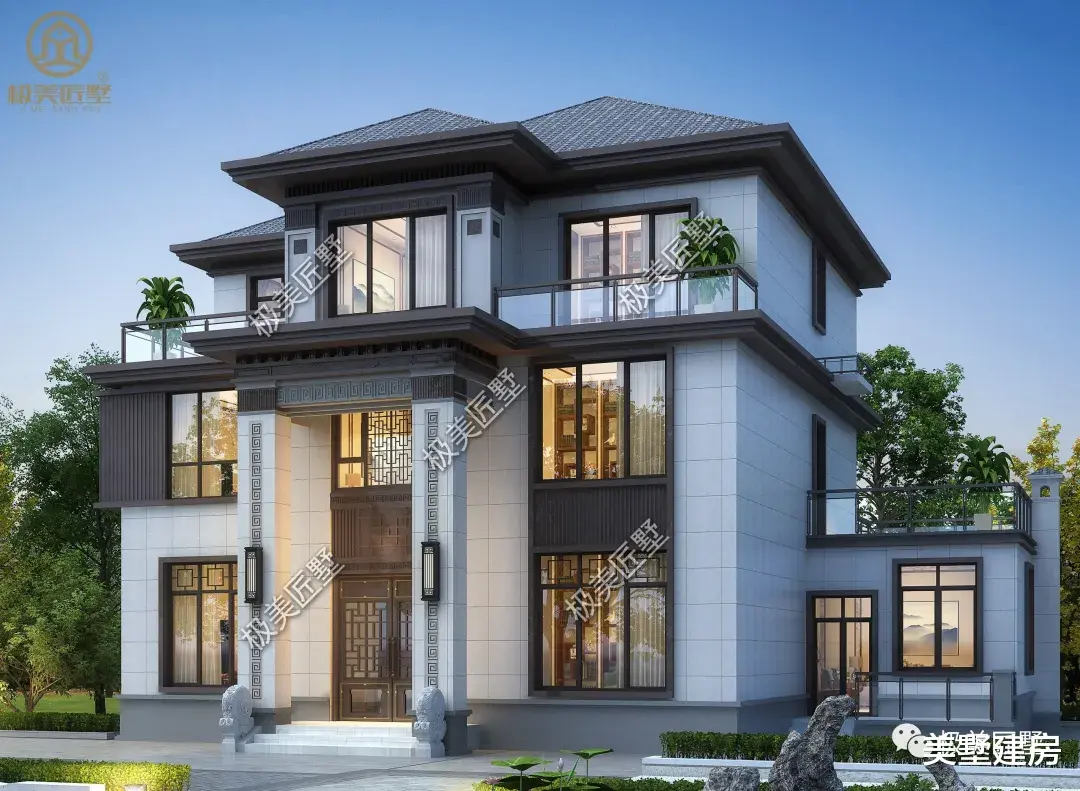 回老家建房，新中式就不错，传统与现代结合，时尚稳重显大气！