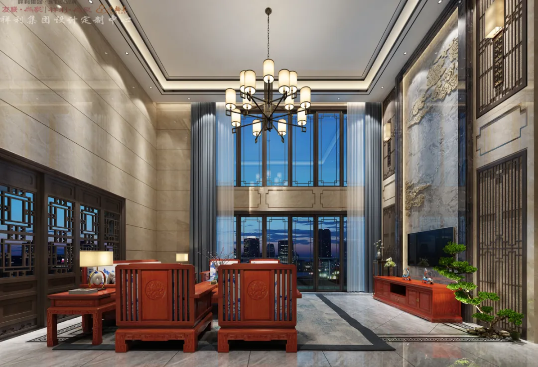 |中式别墅红木家具软装案例【客厅篇】