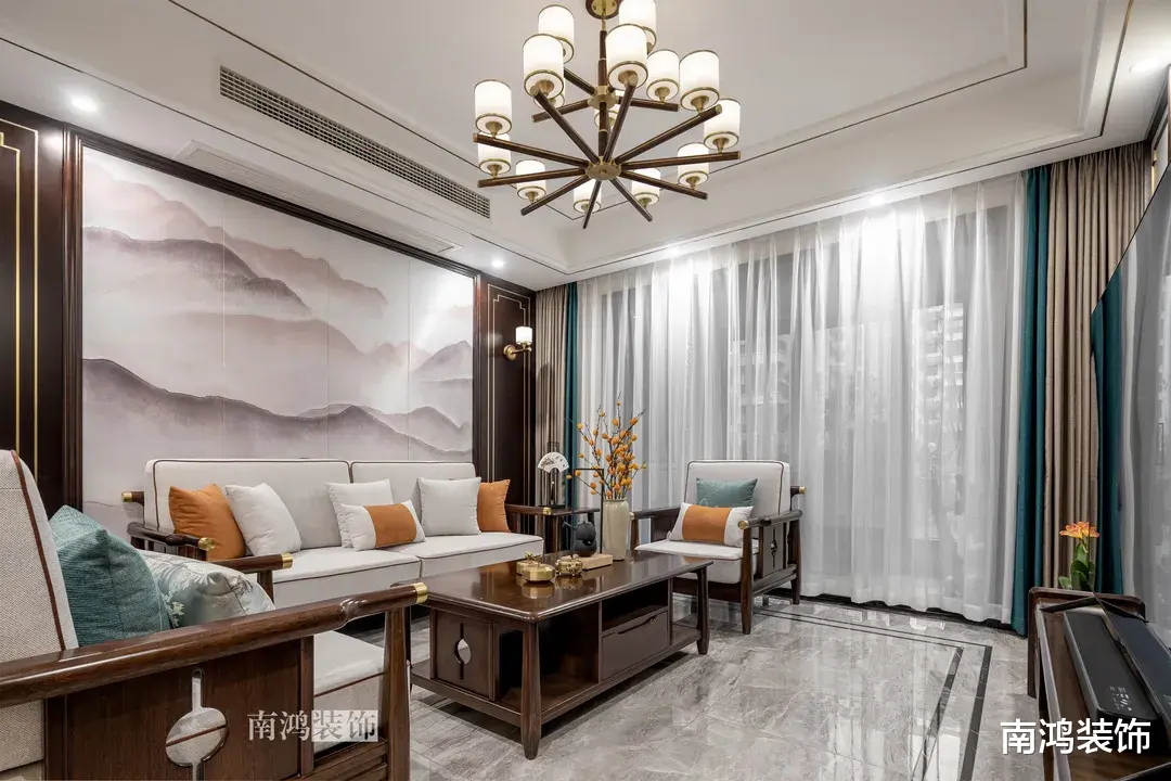 |对称、留白、方圆,204㎡新中式设计,勾勒古典雅致的国风神韵