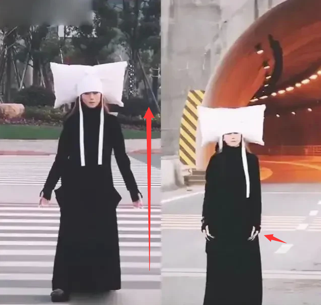 杨丽萍|作妖还是新时尚？杨丽萍枕头闭眼走路，黑衣服白枕头！网友：魂哆嗦