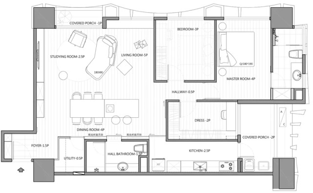 |117平北欧风三居室， ?? 客厅的天花板以鸟巢概念