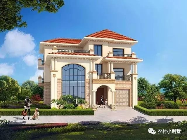 豪华三层带车库复式别墅豪宅,挑空客厅+旋转楼梯,值得建