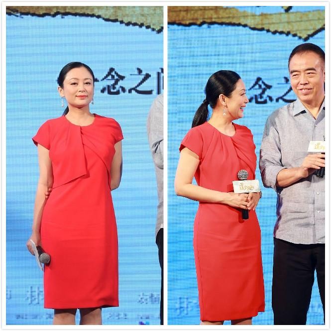 BiuVogue|陈红随便穿穿都很美，红裙子像“地摊货”，配上黑袜子变的好高级