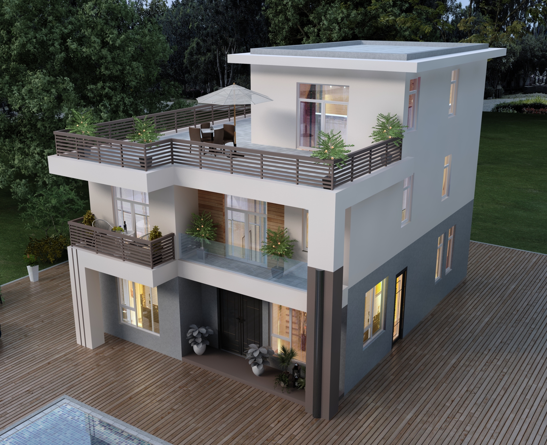 140方三层住宅，增加层次感与私密性的布局