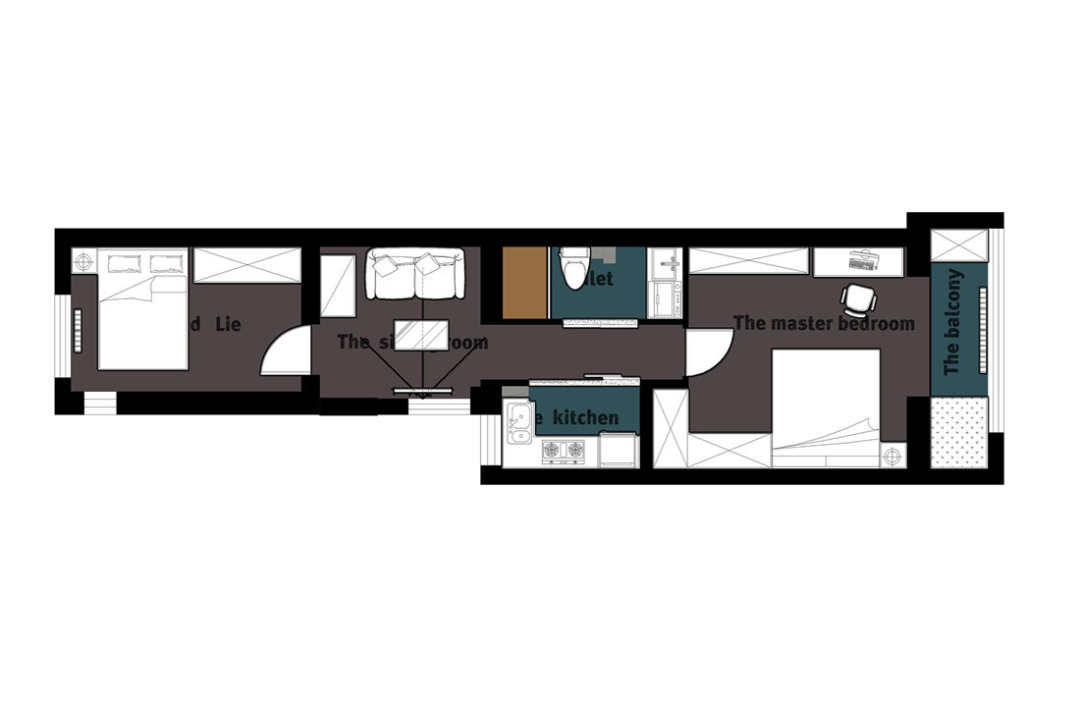 惠泽设计|45㎡一字型简约风2居,空间巧妙布局,榨干每寸面积,小家真敞亮!