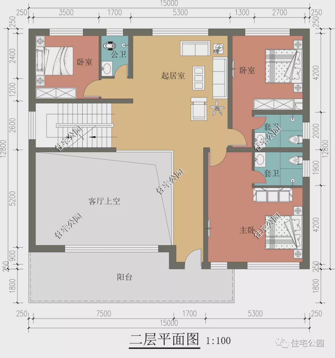 |15×12米现代风三层别墅,挑空客厅配舒适套卧,谁住谁喜欢