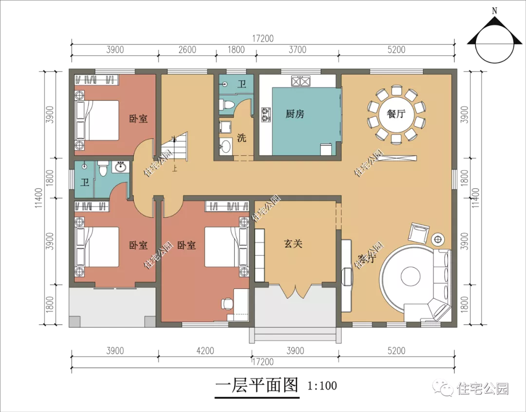 17×11米大气欧式别墅，挑空客厅配多卧室，舒服生活一辈子