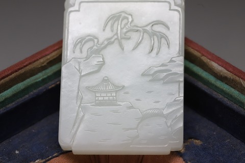 和田玉籽料|舊藏和田玉籽料“杨柳山水牌”.