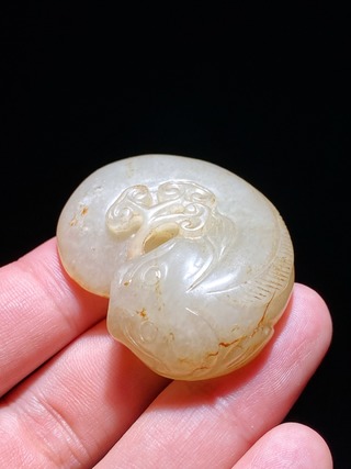 和田玉籽料|清 和田玉籽料 白玉 鲶鱼珮 挂件 把件