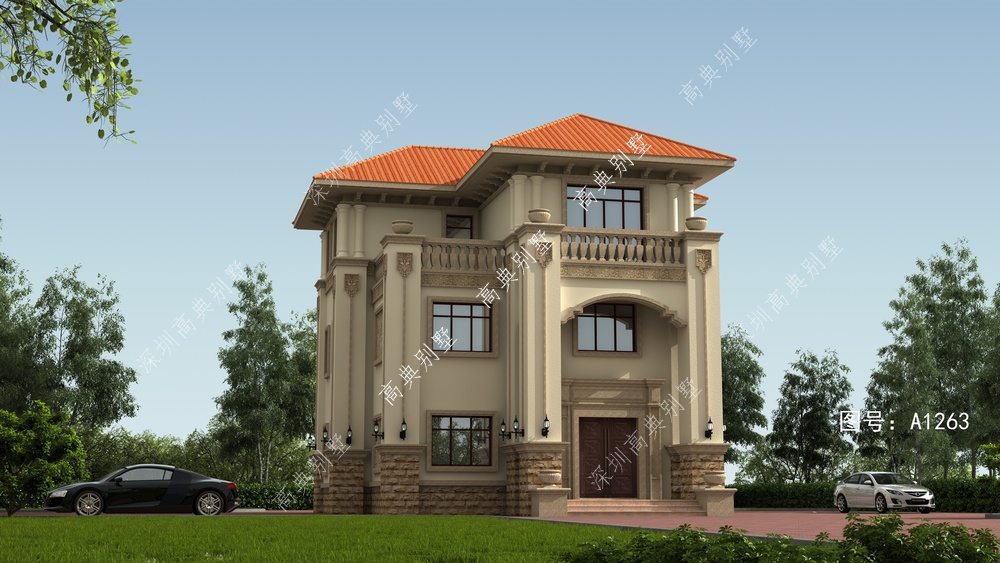 |这款欧式别墅，外观到房屋布局，是否是您心中最理想的家居造型。