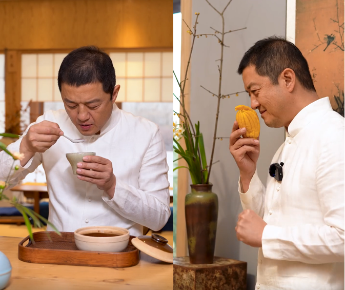 李亚鹏|50岁李亚鹏玩插花！穿白色唐装被吐槽像服务员，头发略稀疏脸耷拉