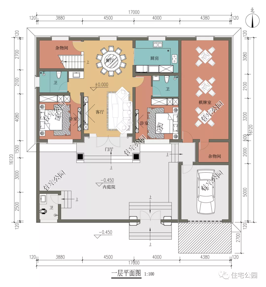 宽敞庭院+车库+室内健身房，17×16米品质欧式别墅