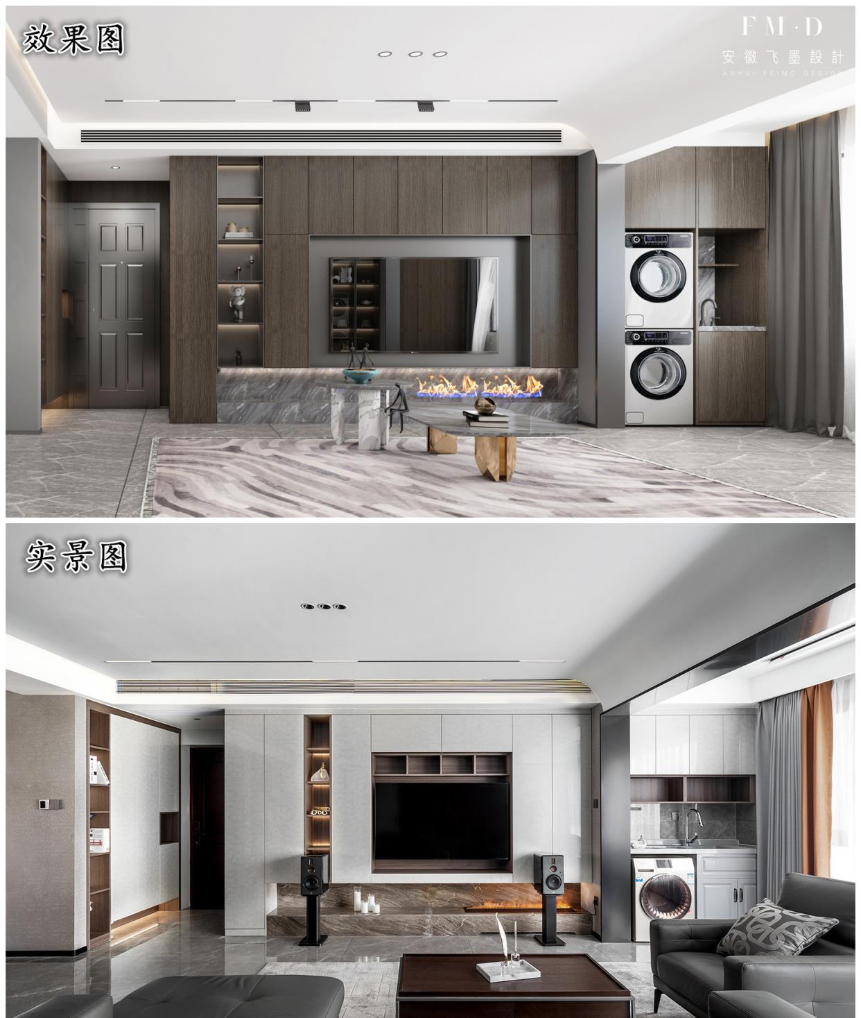 |一梯三户连廊房，庆幸有个大横厅，靠沙发分出间书房，130㎡变大宅