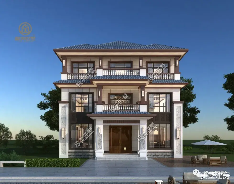 大气内敛的新中式别墅，回乡建上一栋，人人夸赞！