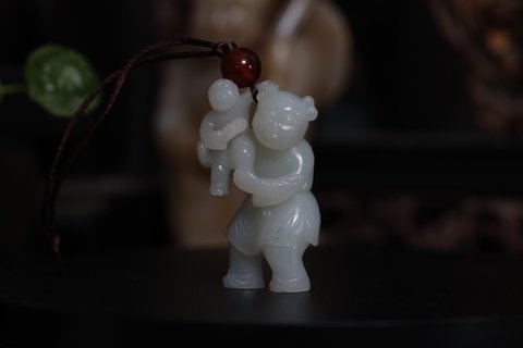 和田玉籽料|和田玉籽料双囍童子