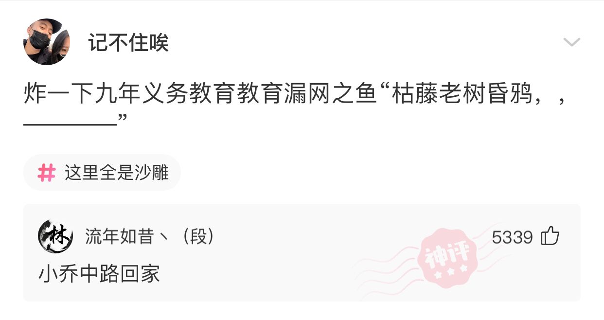 铭洋说育儿|神回复：枯藤老树昏鸦下一句，评论大神是不是补课了？
