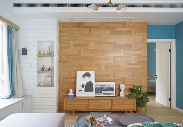 设计师|66平欧风二居室，蓝白色系营造温馨舒适的家居