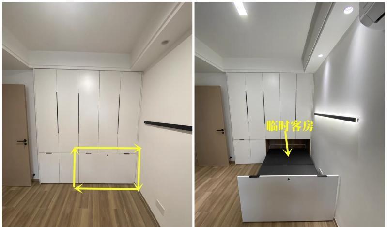 小房间有救了！衣柜里藏张折叠床，拉出来展平就能睡觉，也不占地