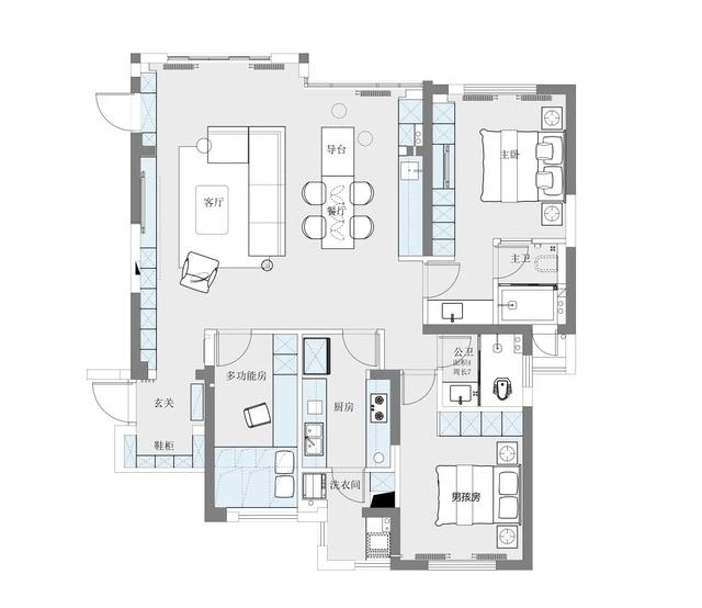 120㎡现代简约，加入粉色与护墙板，营造精致浪漫感