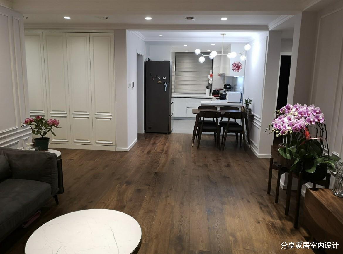 135㎡新房交给60后母亲装修，前后花了30W，全屋木地板很满意！