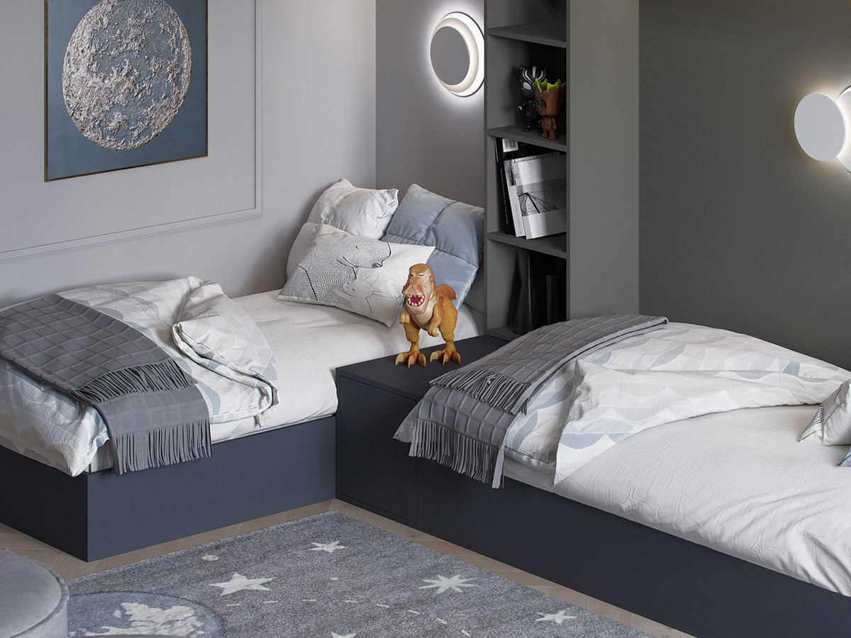 |198平软装设计，深蓝色与灰色的碰撞