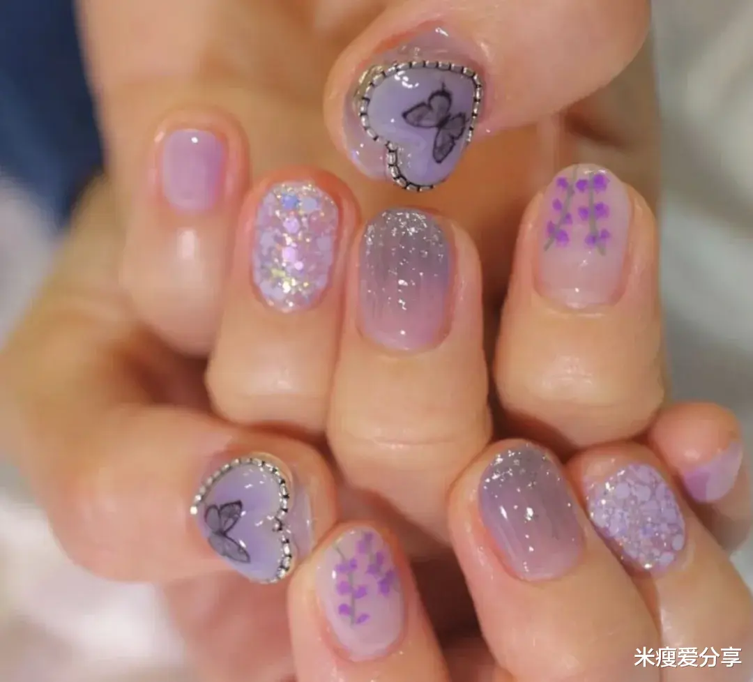 米瘦爱分享|优雅的紫色系美甲，神秘得让人琢磨不透，太有女人味了！