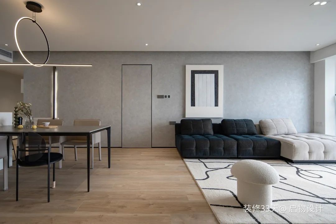 中岛餐厅,全屋置顶柜,主卧增衣帽间,现代质感大平层